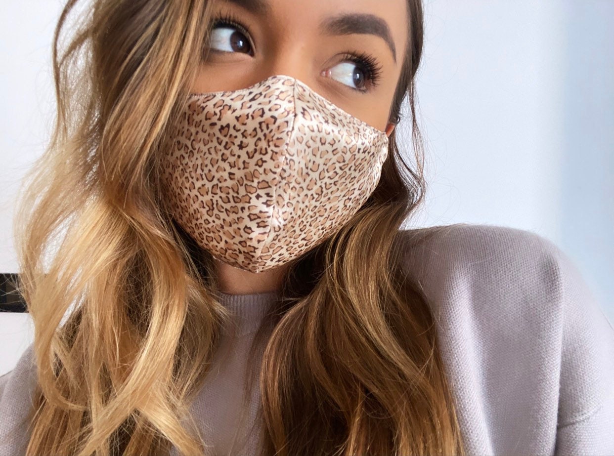 Reusable Leopard Print Silk Satin Face Mask UK, Silk Satin Face Mask,…
