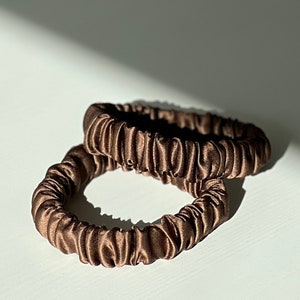 Silk Scrunchie, Silk Hair Tie, Luxury 22 Momme Ultra Slim Scrunchy, Pure Silk Skinny Scrunchie Set of 1, 3 or 10, UK Homemade Accessories