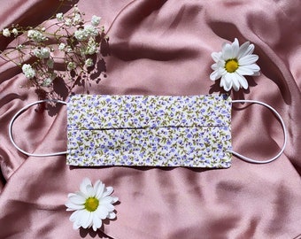 Cute Floral Reusable Face Mask - Reusable Face Mask UK -  Double Layered Face Mask - Colourful Cotton Face Mask - Soft Face Covering