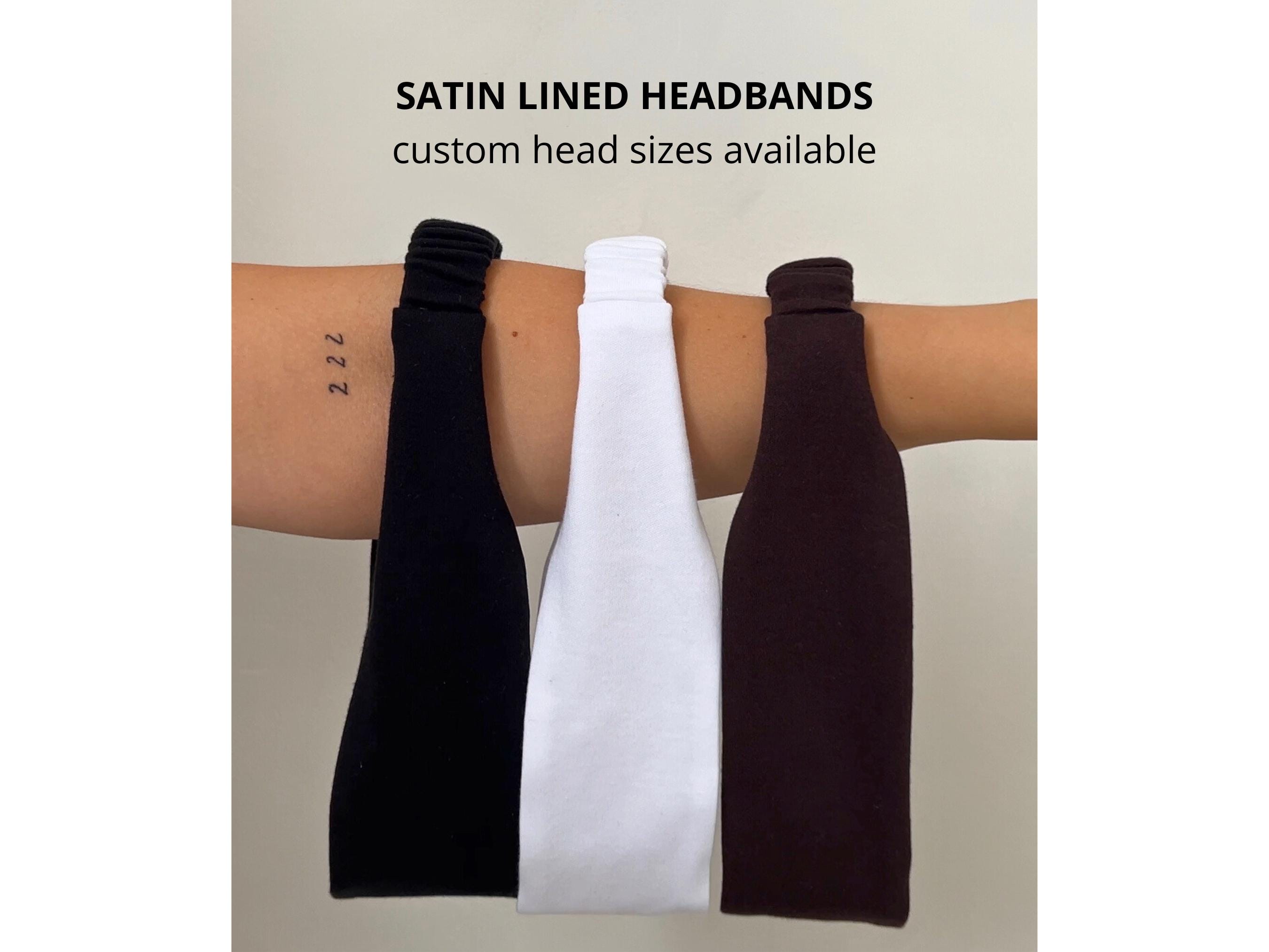 Satin Lined Cotton Jersey Headband: Wide Yoga Hairband