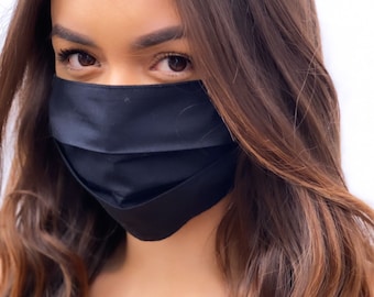 Face Mask UK - Reusable Unisex Face Mask - Black Cotton Washable Face Mask - Reusable Hypoallergenic Mask With Filter Pocket Option