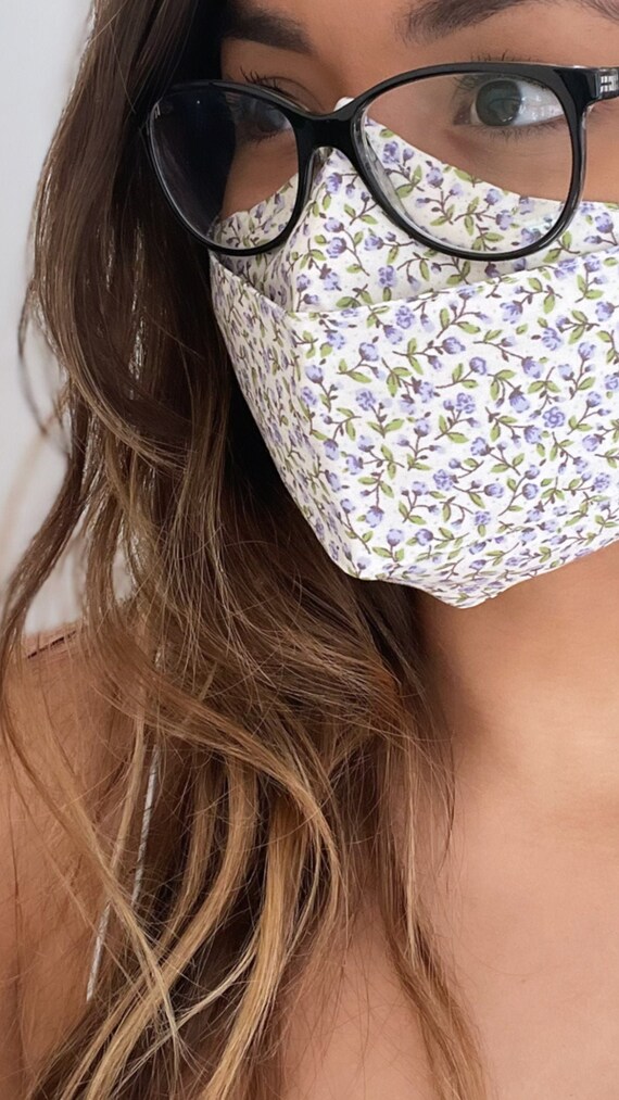 Reusable Mask for Glasses Wearers Cute Lilac Floral Cotton Etsy UK