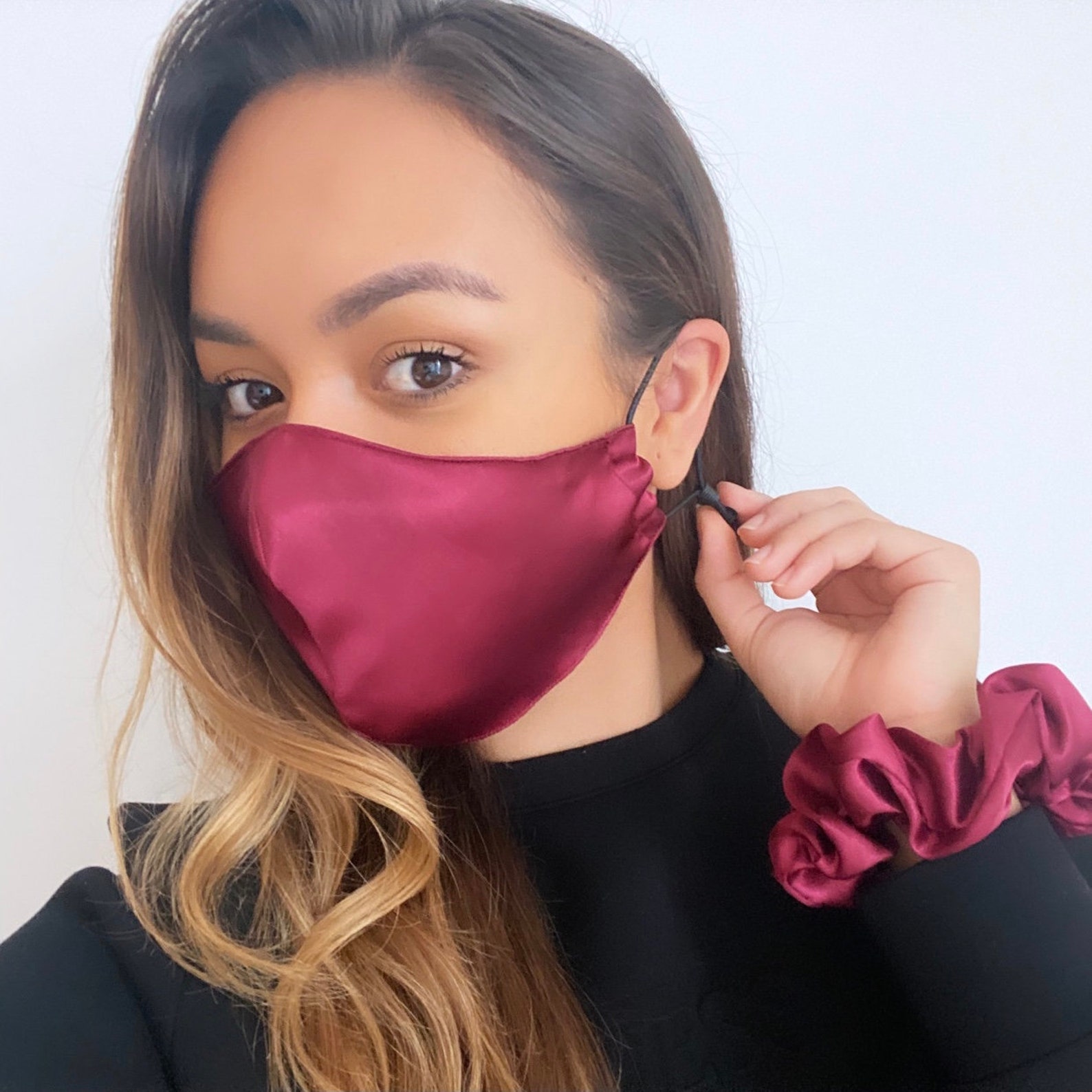 Reusable Burgundy Silk Face Mask UK Red Silky Satin Face Mask Etsy