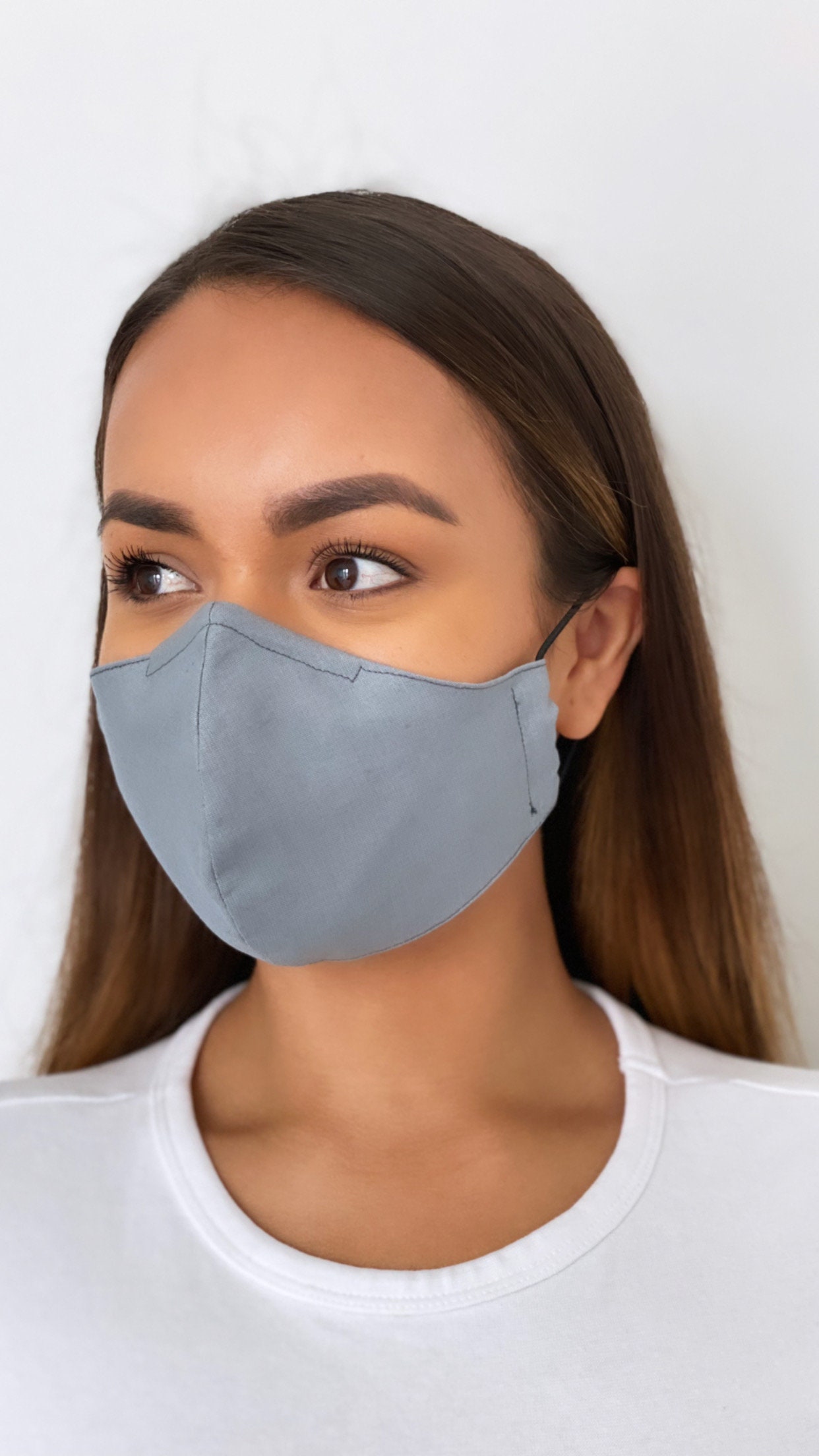 Face Mask With Nose Wire Grey Protective Triple Layer Mask Etsy UK