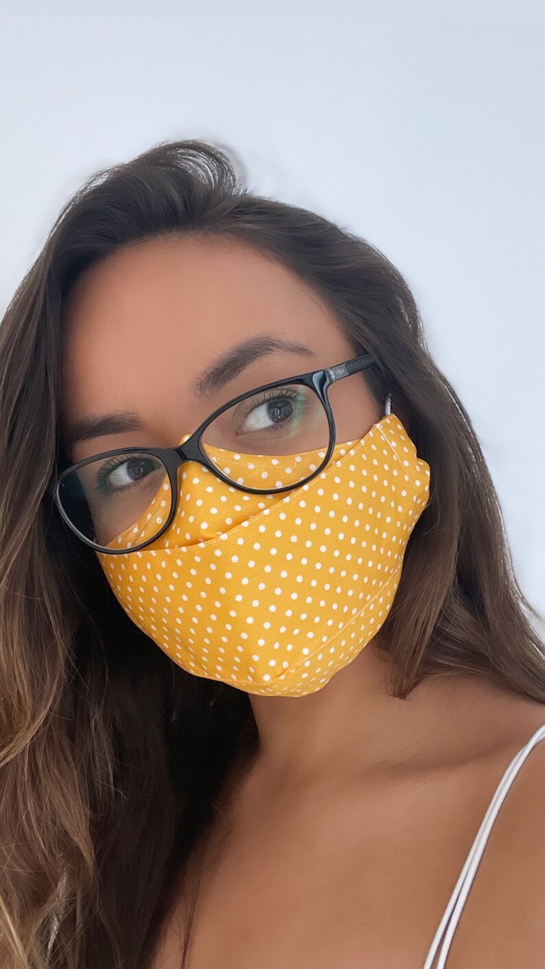 Best Mask for Glasses Wearers Yellow Polka Dot Cotton Face Etsy UK
