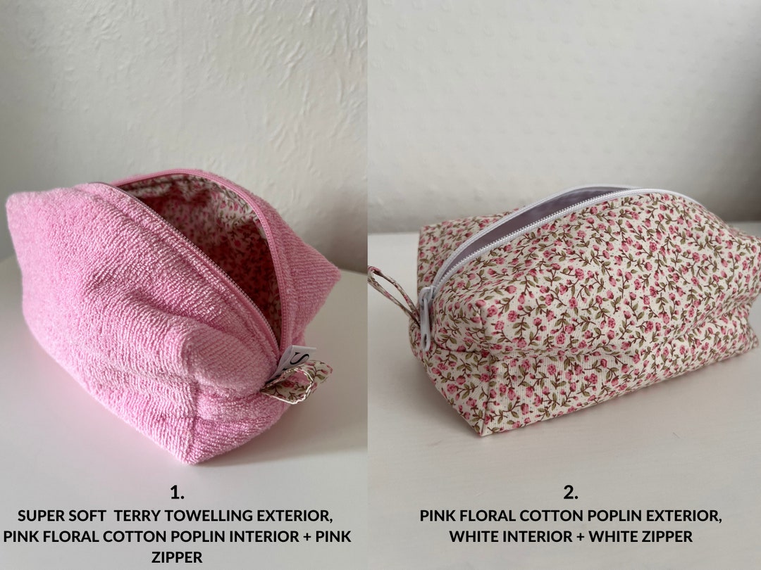 Vintage Floral Makeup Bag Boho Quilted Cotton Cosmetic Bag 