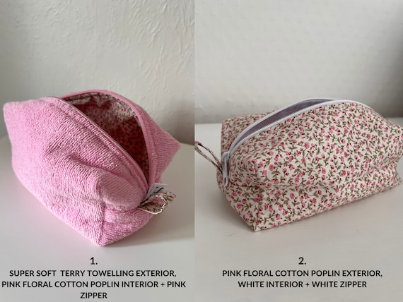 Small Cosmetic Bag With Floral Quilted Makeup Pouch - Travel Toiletry  Organizer