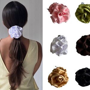 Flower scrunchie, flower applique, handmade hair accessories, gifts for her, stocking filler