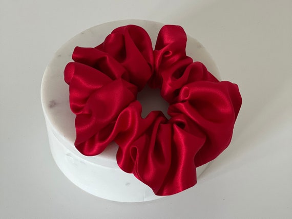 Red Silk Scrunchie, Luxury Silk Hair Tie, Valentines Gift