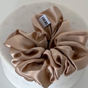 Silk Scrunchie - Anti-frizz Hair Tie - Gold Pure Mulberry Silk - Gifts For Her - Minimalist Hair Accessories