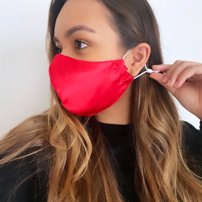 Reusable Vegan Silk Face Mask With Scrunchie Silky Satin Face Etsy