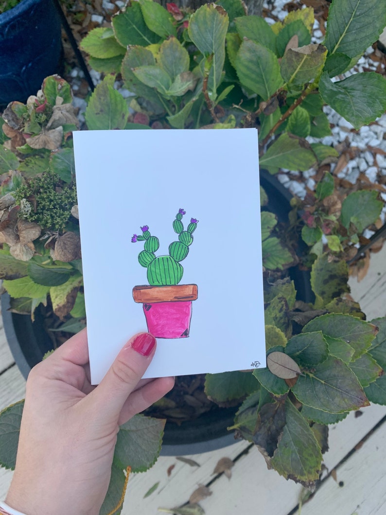10 PlantSucculent Watercolor Blank Greeting Cards with Envelopes