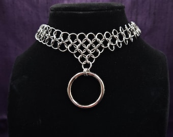 Dainty Chainmail Collar, silver chainmaille choker, day collar, aluminum or stainless steel