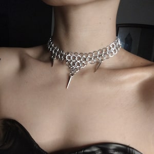 Elegantly Ethereal Dainty Spiked Chainmail Choker