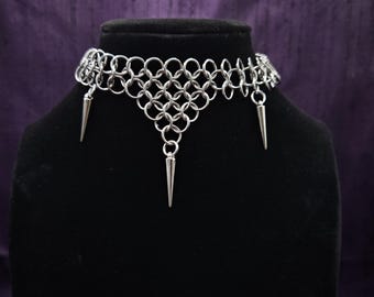Elegantly Ethereal Dainty Spiked Chainmail Choker / Aluminum or Stainless Steel
