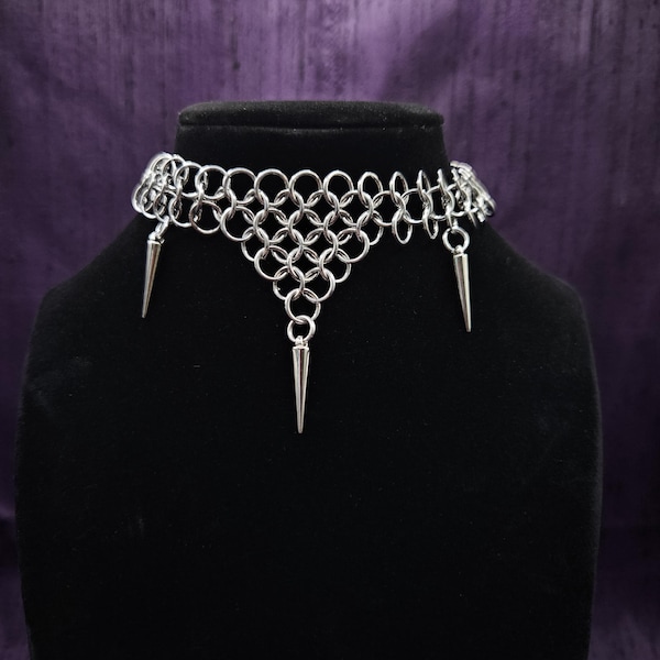 Elegantly Ethereal Dainty Spiked Chainmail Choker / Aluminum or Stainless Steel