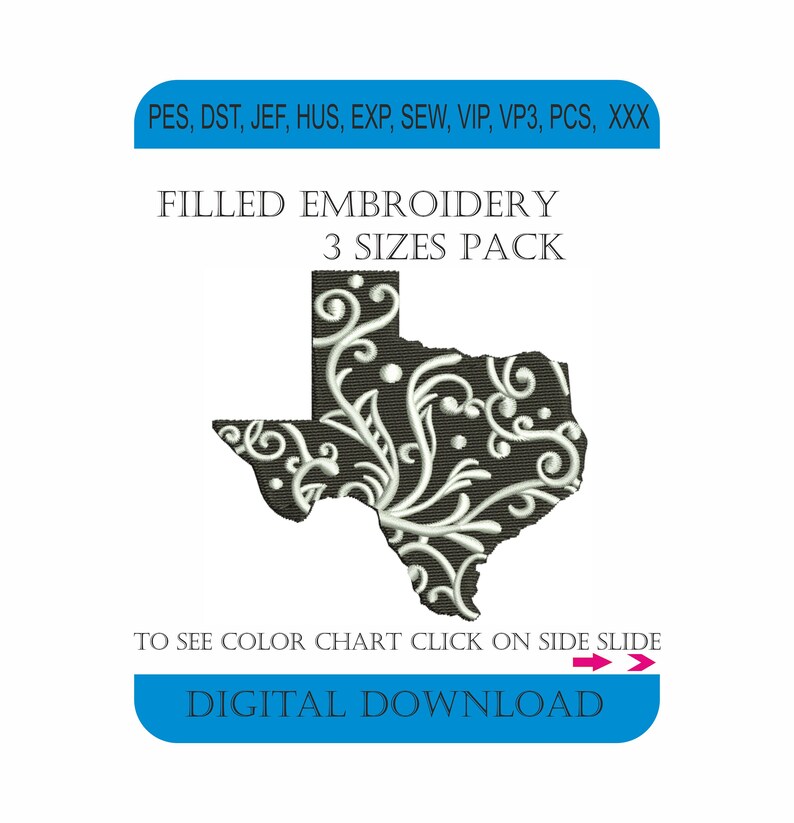 Texas Map embroidery design Texas Map machine embroidery Etsy