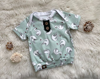 Shirt Größe 74, Schwäne Mint, Sofortkauf, Baby Shirt amerikanischer Ausschnitt