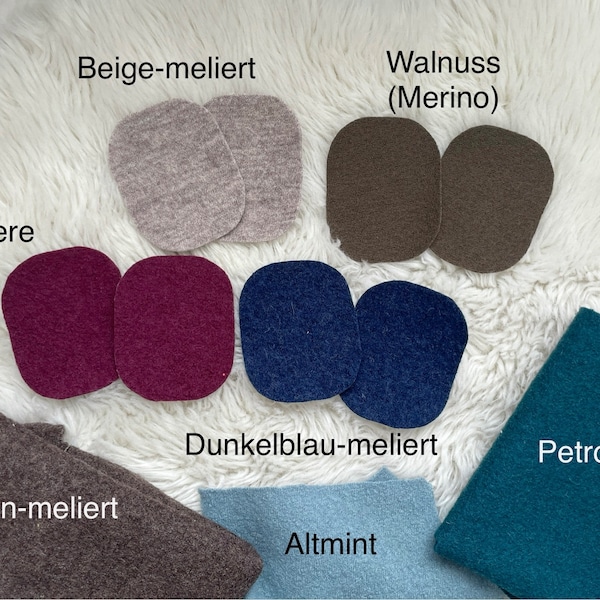 Walkflicken zum Aufbügeln, Wollflicken, 2er-Set, Kniepatches, Walkpatch, Ellenbogen-Patch, Reparaturflicken, Wollkleidung Flicken,