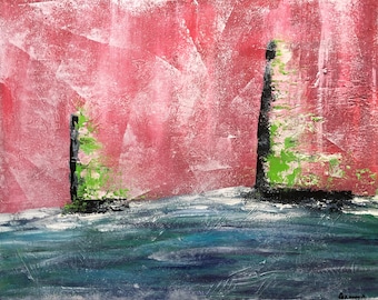 Sailboats Seascape Painting: Textured Acrylic on Canvas