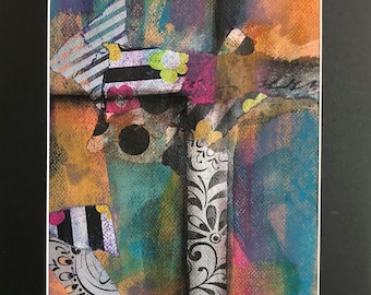 Pastel Collage Art: Cruciform Vision (12x16" Mat)