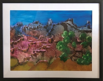 Grand Canyon Acrylic Painting: Framed Arizona Landscape Art (18x24)