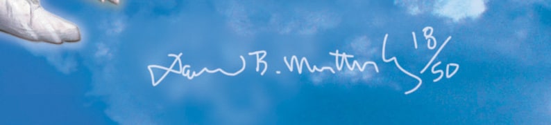 May include: White signature on a blue background with the text "Dan B. Martin 1/18/50"