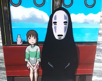 The Train Scene Anime Glass Painting