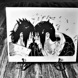 K&ouml;nnte beinhalten: Schwarzwei&szlig;-Illustration von zwei Anime-Charakteren mit langen schwarzen Haaren, die sich gegen&uuml;berstehen. Die Charaktere sind im Manga-Stil gezeichnet mit detaillierten Gesichtsausdr&uuml;cken und Kleidung.