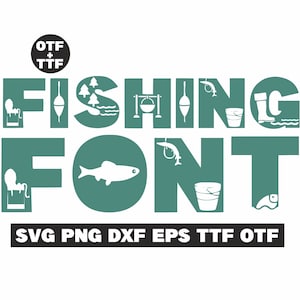 Fonte de pesca svg, pesca svg, alfabeto de pesca, pescador svg, fonte de peixe, impressão de pai de pesca, pescador png, presente para pescador