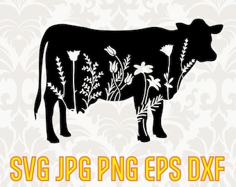 Download Floral Cow Svg Etsy