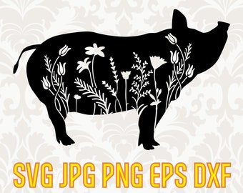 Download Floral Pig Svg Etsy