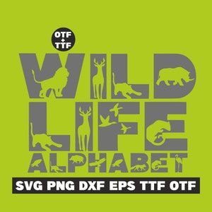 Fuente de vida silvestre, alfabeto salvaje, letras salvajes, fuente safari, fuente animales svg, alfabeto animal, letras animales, letras de guardería, alfabeto infantil