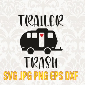 Archivos de corte svg de remolque de basura, diseño imprimible de campamento vectorial, diseño divertido de camiseta de campamento, silueta svg de remolque de viaje de vacaciones