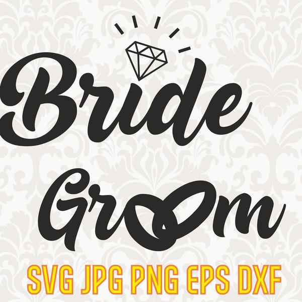 Bride groom svg, wedding couple shirt print, engagement png, mr and mrs svg, bride and groom clipart