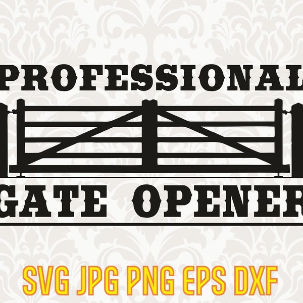 Professional gate opener svg, security guard print, gate keeper svg, cattle gate silhouette, door security png, country gate svg