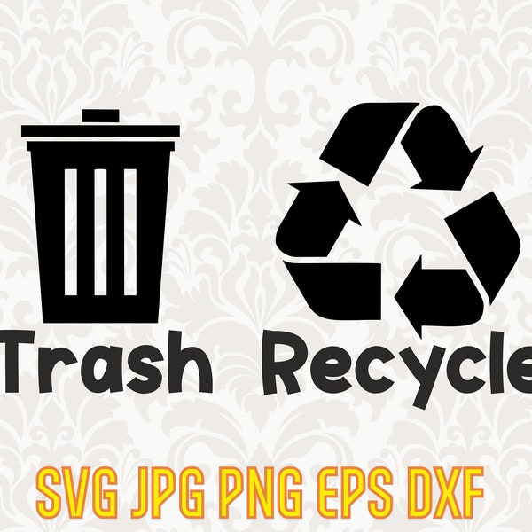 Trash recycle svg, vector tag clipart, digital recycle design