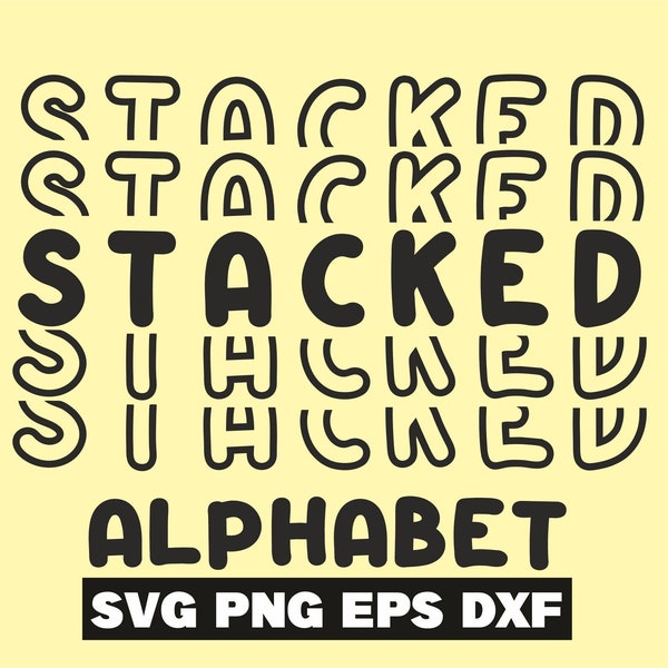 Stacked font svg, Mirror font svg, mirror alphabet svg, kids font, nursery letters, stacked letters, mirror letters