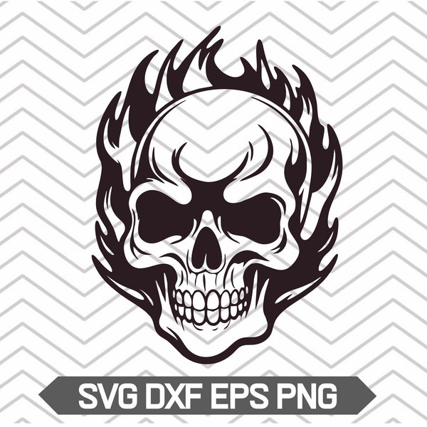 Skull in flames svg, burning skull svg, skull in fire svg, burning skeleton clipart