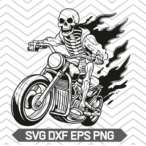 Motard svg, motard squelette svg, moto svg, moto clipart, moto crâne png