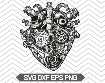 Steampunk heart svg, mechanical heart svg, human heart svg