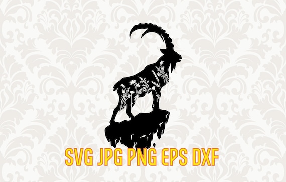 Download Floral Goat Svg Silhouette Vector Mountain Goat Clipart Goat Etsy