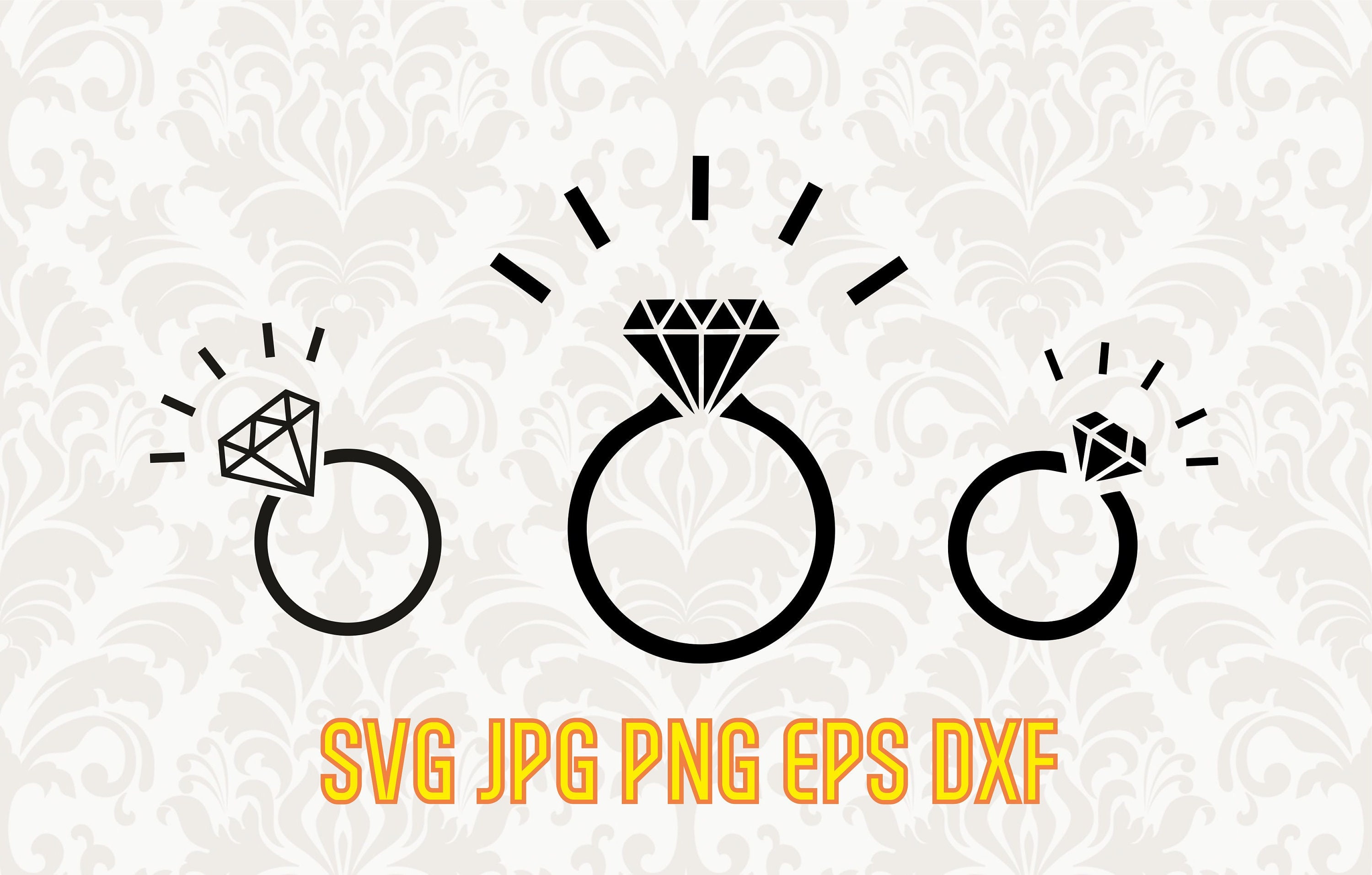 Wedding ring svg cut file vector diamond ring silhouette Etsy