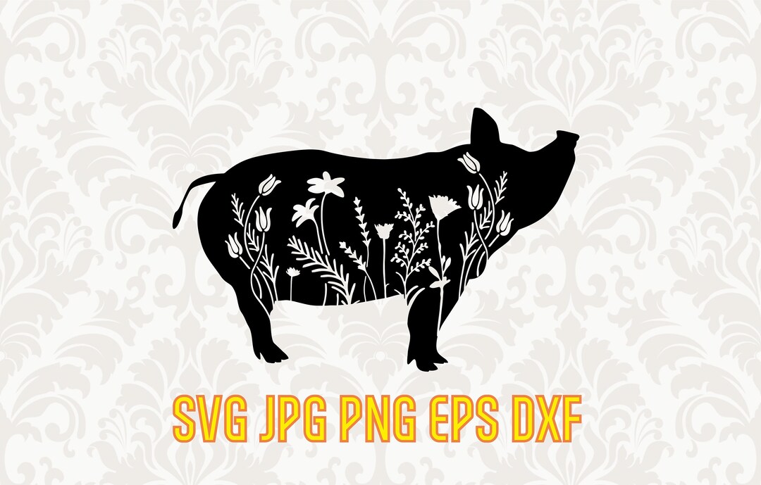 Floral Pig Svg, Farm Animal Clipart, Pig Floral Design, Farm Clipart ...