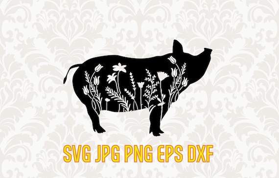 Download Floral Pig Svg Farm Animal Clipart Pig Floral Design Farm Etsy