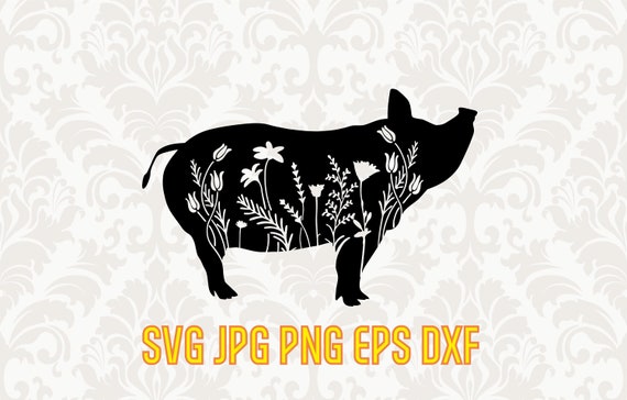 Download Floral Pig Svg Farm Animal Clipart Pig Floral Design Farm Etsy