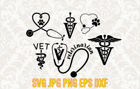 Veterinary clinic logo with animal silhouettes and stethoscopes, black and  white on Craiyon