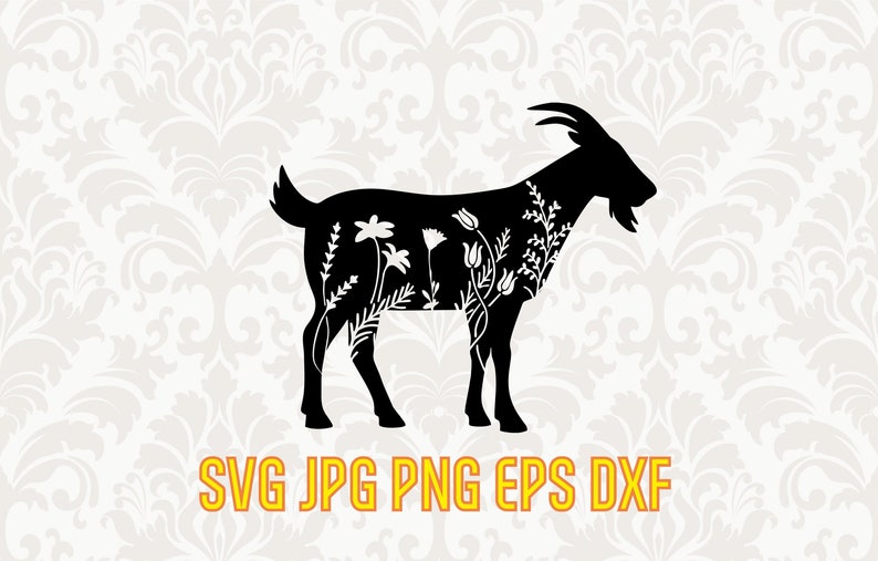 Download Floral goat svg silhouette vector farm animal clipart goat | Etsy