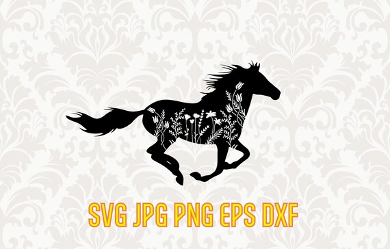 Download Horse Svg Horse Vector Wild Animal Clipart Mustang Floral Etsy