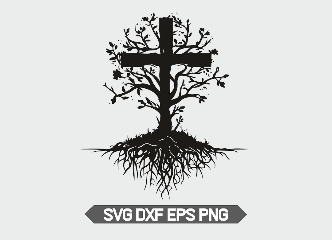 Christian Cross Svg, Rooted Cross Svg, Floral Cross Svg, Faith Clipart ...